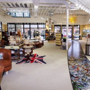 Printed floor graphic running through a retail store aisle